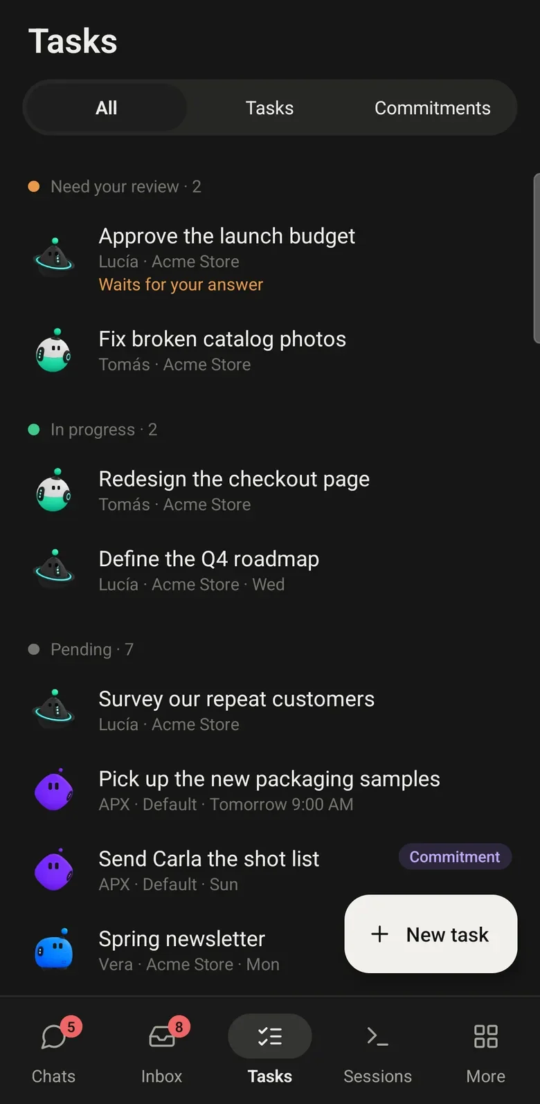 The Android app: the task board